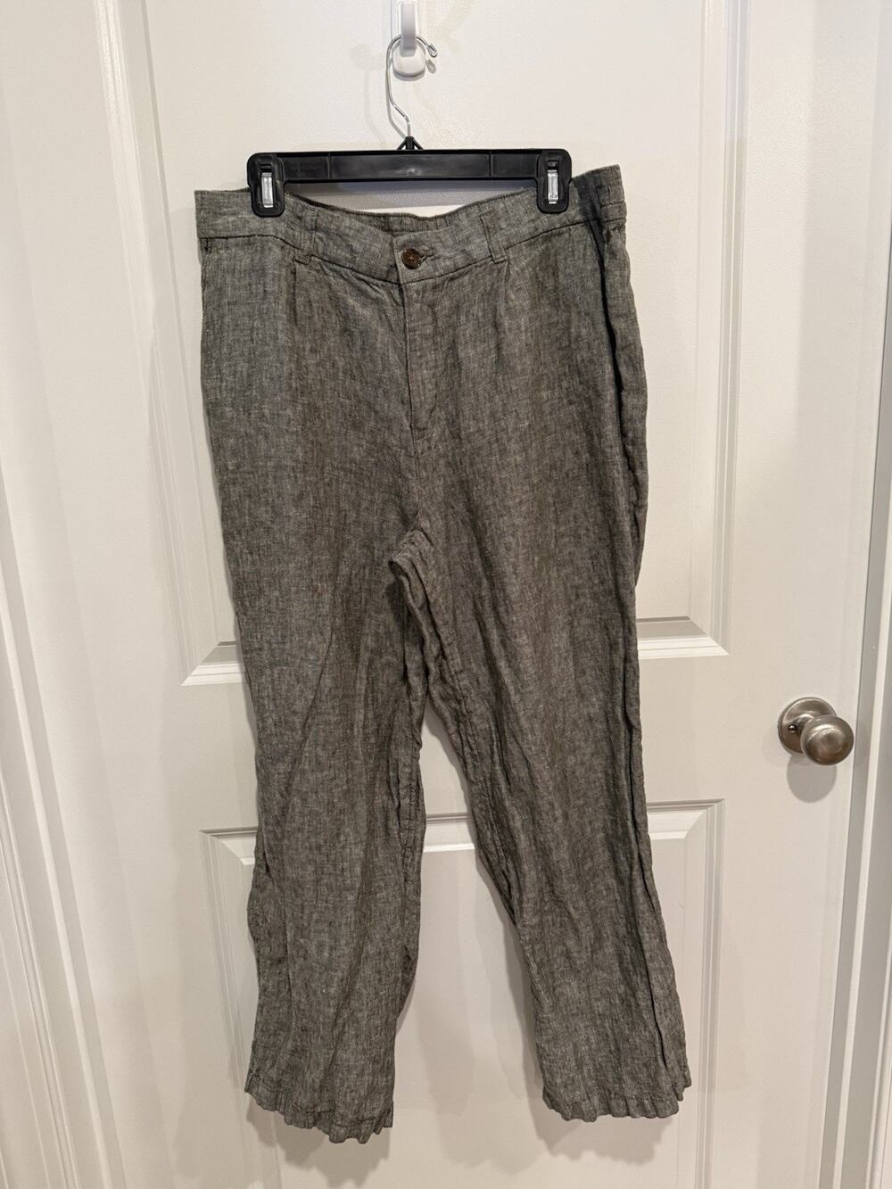 Lands End Womens Linen Professional Pants 16P Coastal Minimalist Capsule Casual